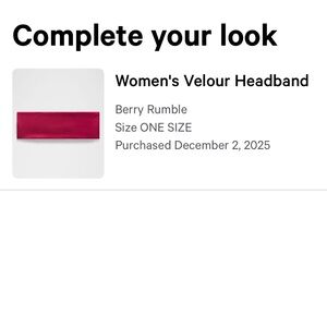 Lululemon Athletica Pink Velour Headband